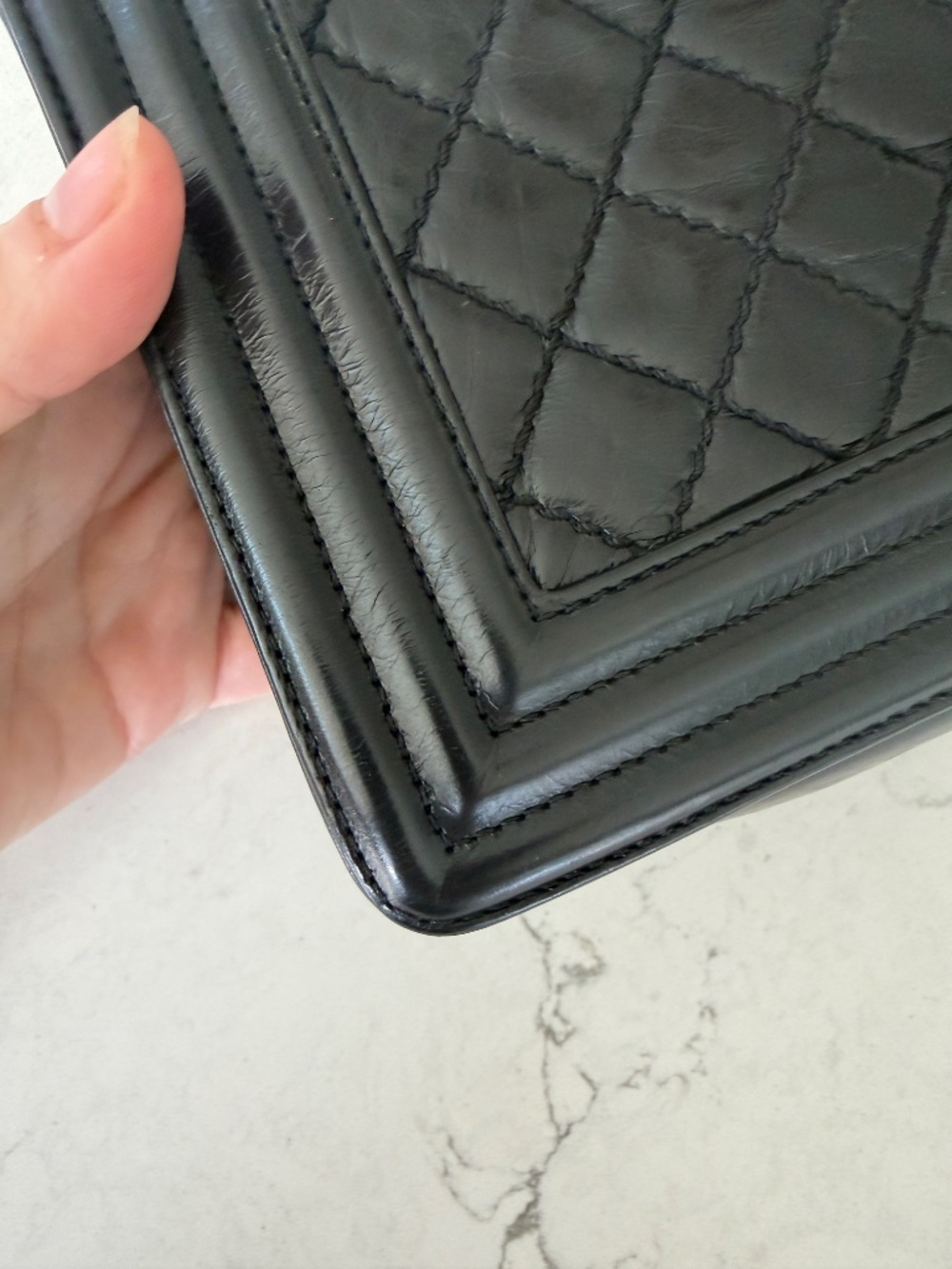 Chanel Small Boy Bag Black Quilted Calfskin Antique Gold Hardware Crossbody - Picture 8 of 16